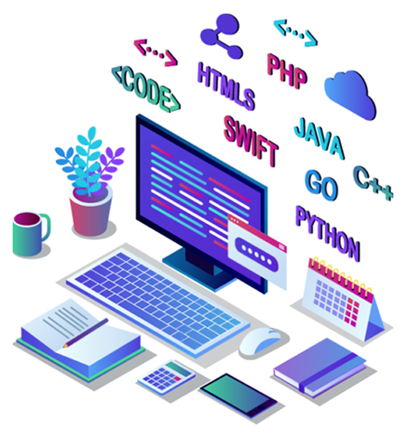 api-management-services API digital integration solutions represented by desktop with code