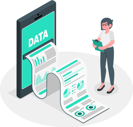 etl-data-integration-solutions ETL digital integration solutions represented by business person with data output