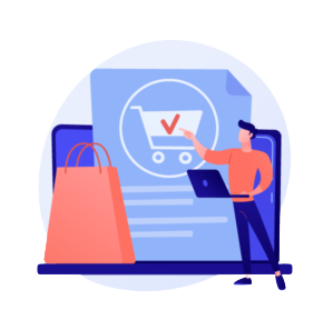licence-procurement- graphic of someone online shopping, representing our licence procurement services