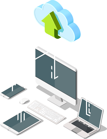 cloud migration solutions a graphic showing data moving to a cloud, representing our cloud migration solutions.